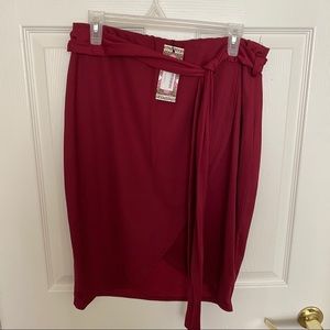 Wrap tie midi skirt